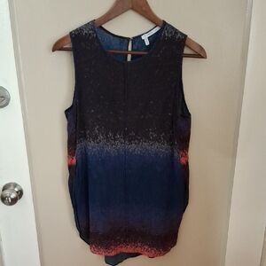 Derek Lam 10 Crosby Sleeveless Ombre Blue Black Silk Tank Top_1